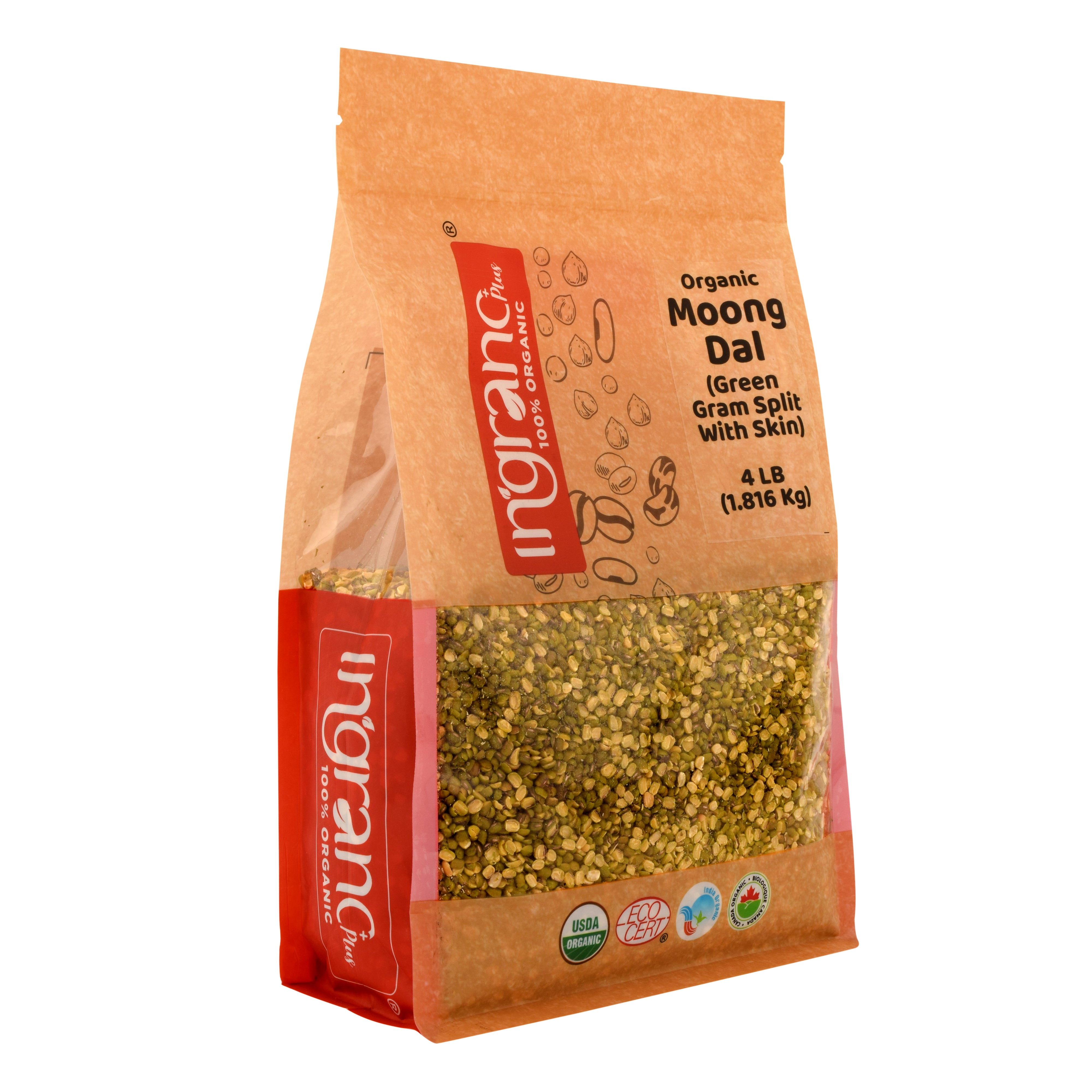 Organic Green Gram Split with Skin (Moong Dal)-Moong Chilka