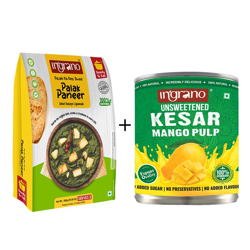 Combo Pack - Sweet Kesar Mango Pulp + Rich Palak Paneer